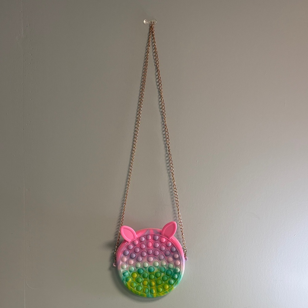 Pastel Rainbow Bunny Pop it Fidget Purse, Girl Crossbody Bag, Easter Purse